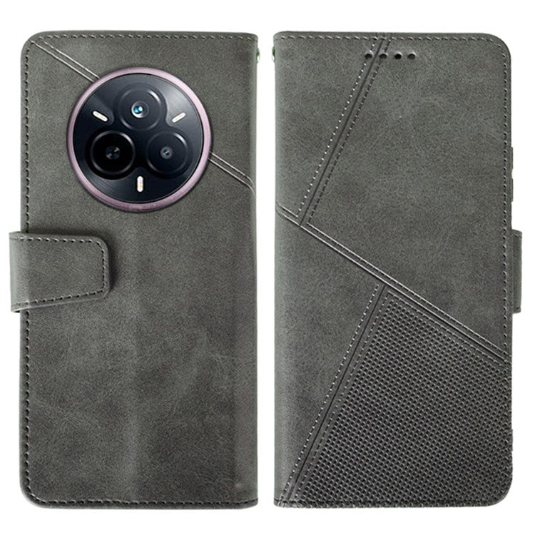 IDEWEI For Realme 14 Pro 5G Case Leather Wallet Phone Cover Stand Calf Texture - Grey