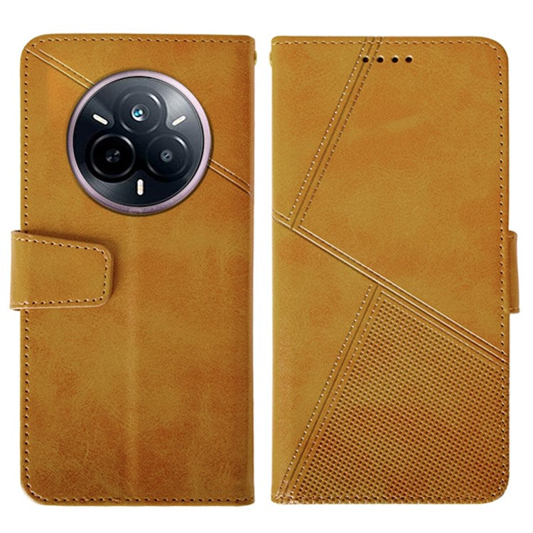 IDEWEI For Realme 14 Pro 5G Case Leather Wallet Phone Cover Stand Calf Texture - Brown
