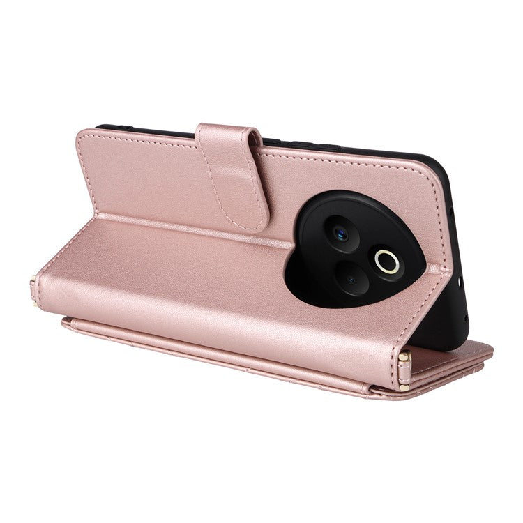 For Realme P3 Pro 5G Case with Shoulder Strap Wallet Leather Phone Cover - Pink