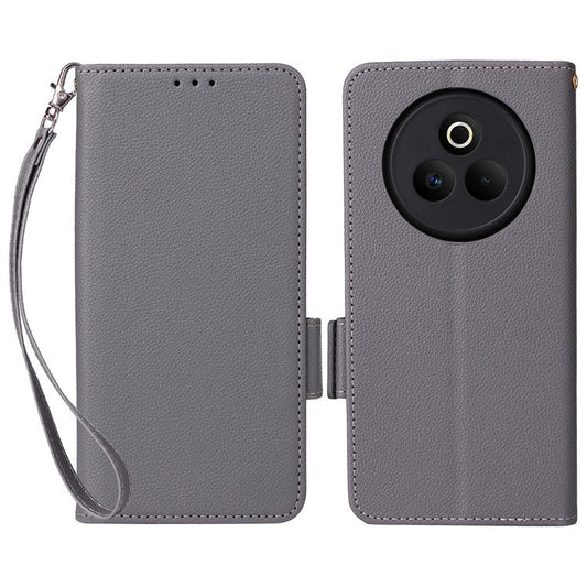For Realme P3 Pro 5G Case Wallet Flip Litchi Texture PU Leather Phone Cover - Grey