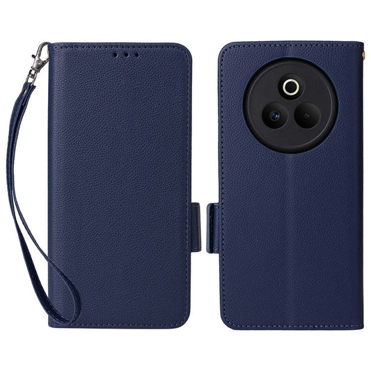 For Realme P3 Pro 5G Case Wallet Flip Litchi Texture PU Leather Phone Cover - Dark Blue