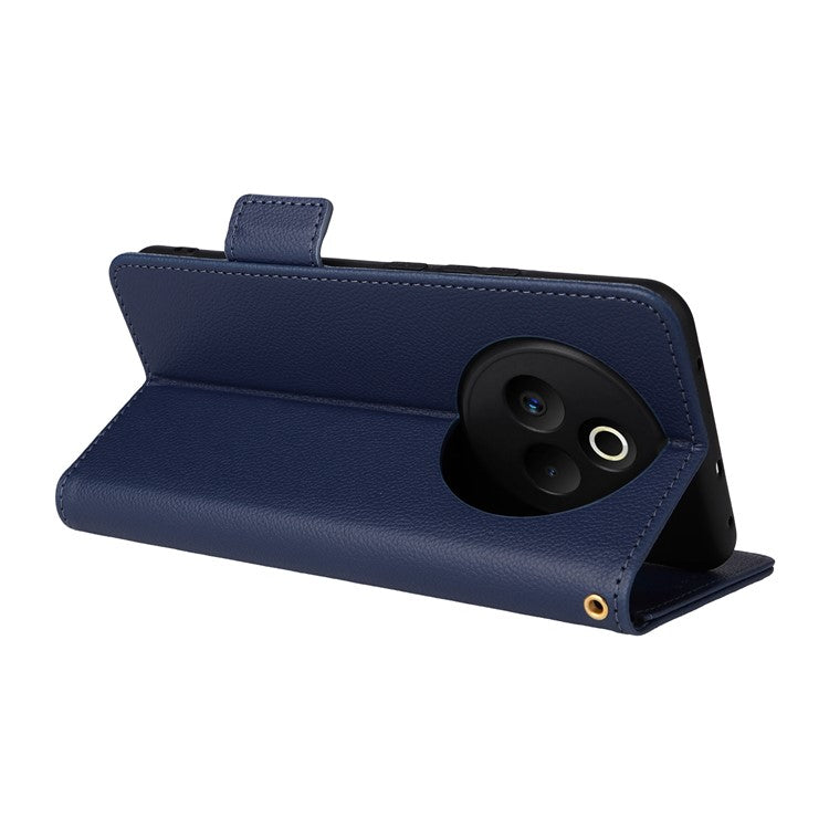 For Realme P3 Pro 5G Case Wallet Flip Litchi Texture PU Leather Phone Cover - Dark Blue