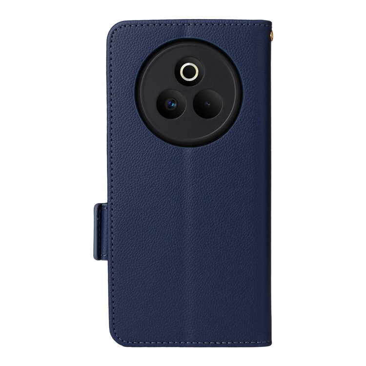 For Realme P3 Pro 5G Case Wallet Flip Litchi Texture PU Leather Phone Cover - Dark Blue