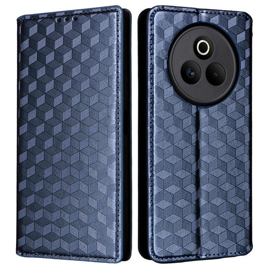 For Realme P3 Pro 5G Case Wallet Rhombus Imprinted Leather Phone Cover - Blue