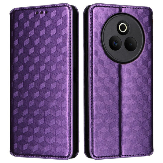 For Realme P3 Pro 5G Case Wallet Rhombus Imprinted Leather Phone Cover - Purple