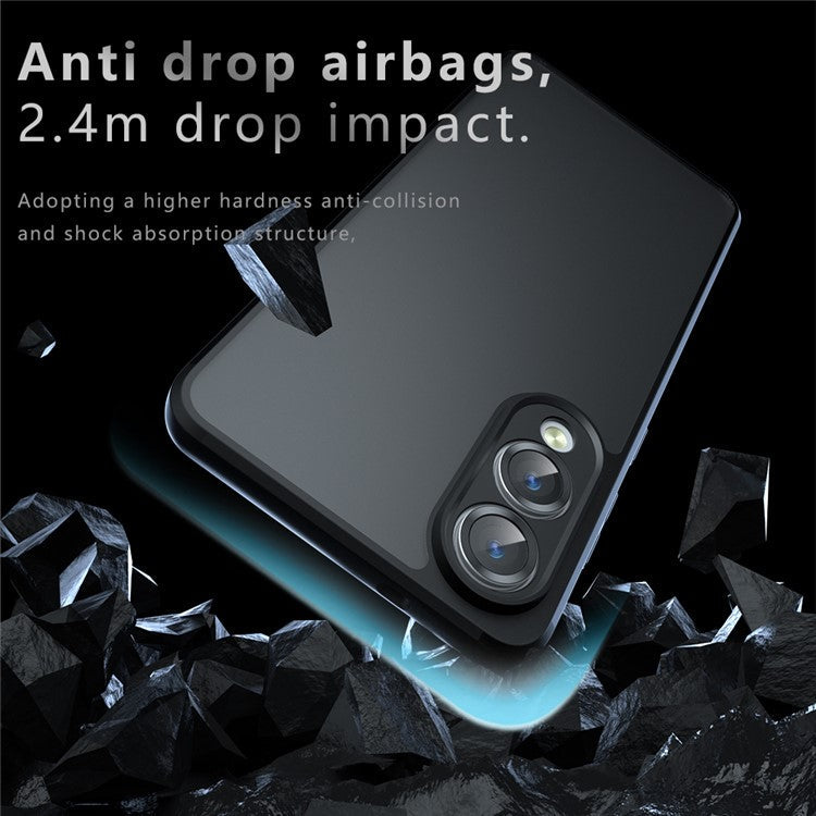 For Samsung Galaxy S25 Edge Case Skin-Touch TPU + PC Matte Phone Shell, Transparent Black
