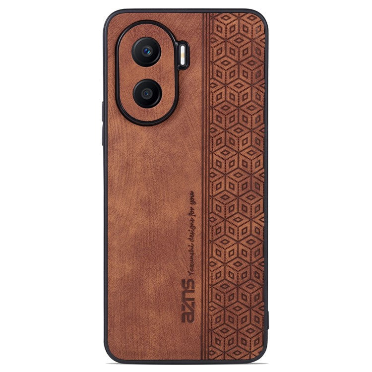 AZNS Imprinted Pattern Phone Case for Honor X40i 5G, PU Leather Coated TPU Shockproof Protective Cover - Brown