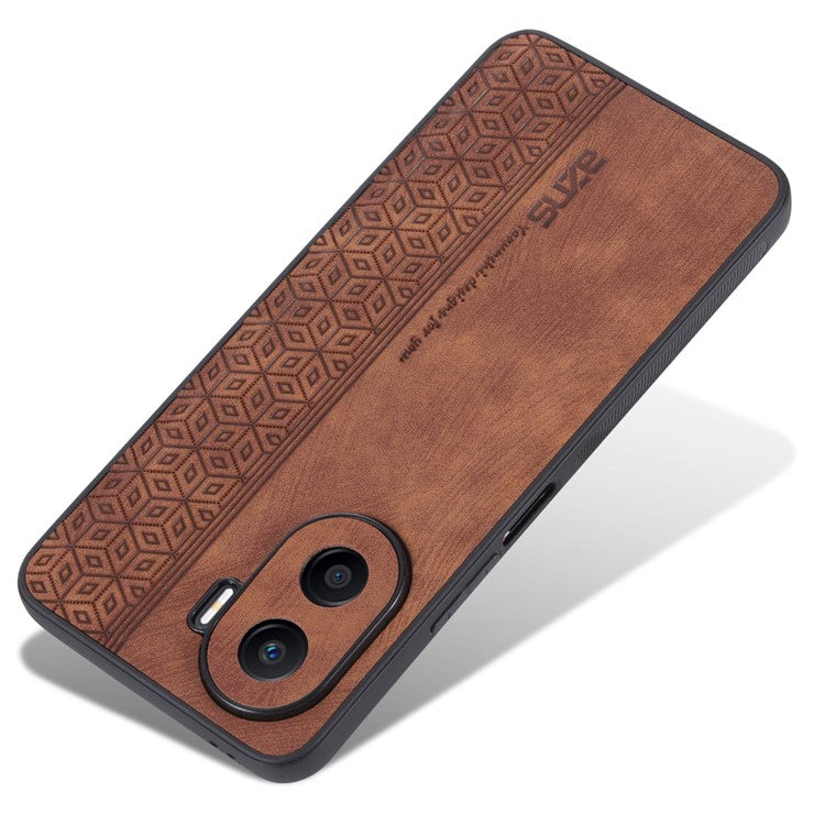 AZNS Imprinted Pattern Phone Case for Honor X40i 5G, PU Leather Coated TPU Shockproof Protective Cover - Brown