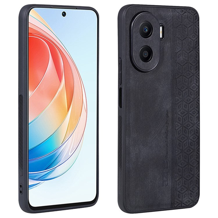 AZNS Imprinted Pattern Phone Case for Honor X40i 5G, PU Leather Coated TPU Shockproof Protective Cover - Black