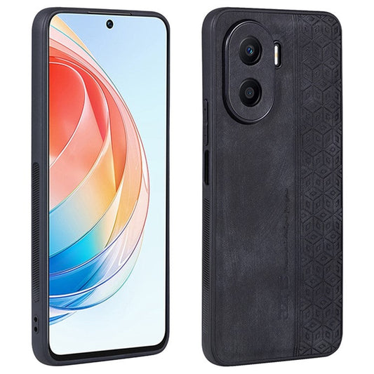 AZNS Imprinted Pattern Phone Case for Honor X40i 5G, PU Leather Coated TPU Shockproof Protective Cover - Black