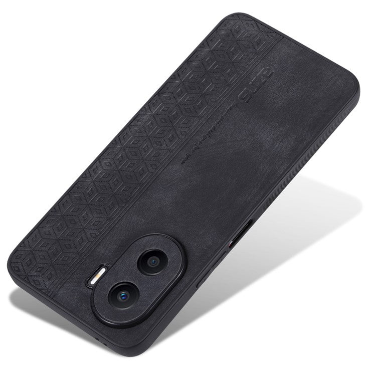 AZNS Imprinted Pattern Phone Case for Honor X40i 5G, PU Leather Coated TPU Shockproof Protective Cover - Black