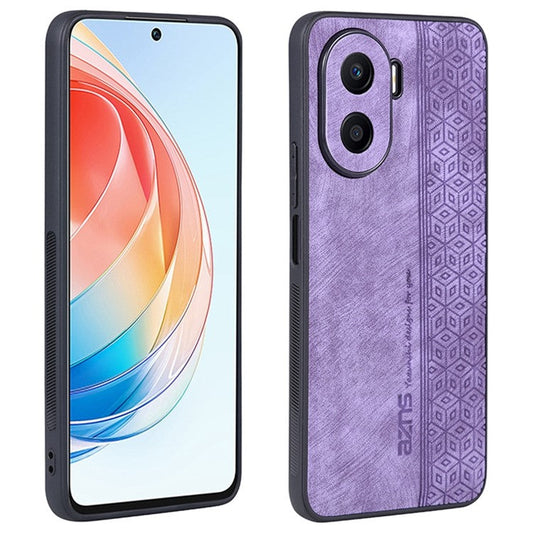 AZNS Imprinted Pattern Phone Case for Honor X40i 5G, PU Leather Coated TPU Shockproof Protective Cover - Purple