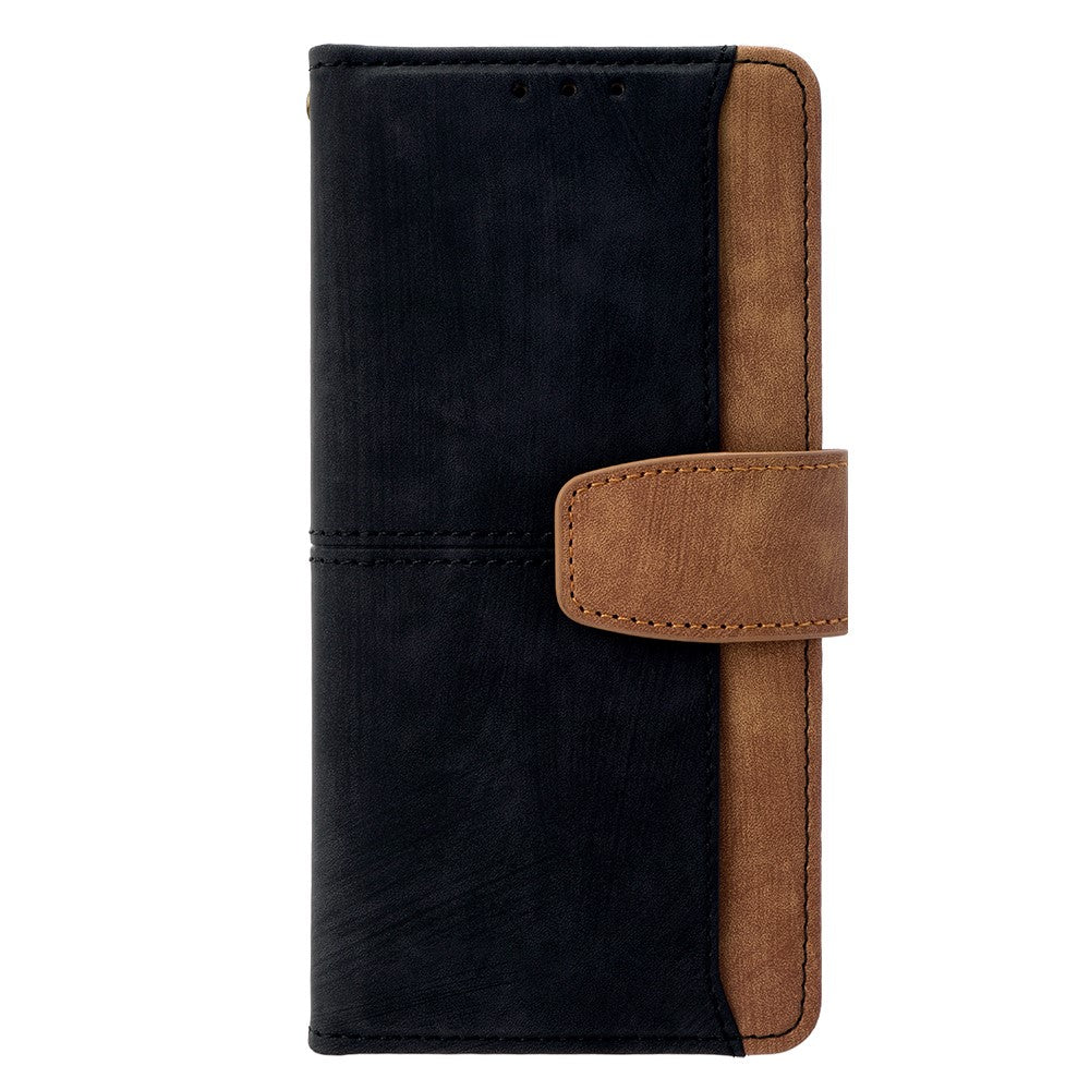 For Oppo Reno13 F 5G  /  4G Case RFID Blocking Color Splicing PU Leather Wallet Phone Cover - Black