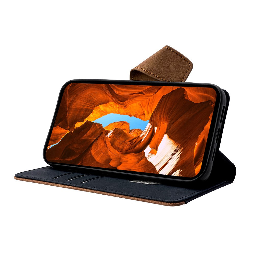 For Oppo Reno13 F 5G  /  4G Case RFID Blocking Color Splicing PU Leather Wallet Phone Cover - Black