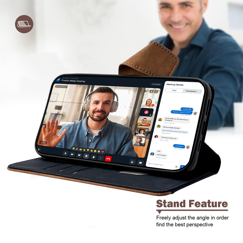 For Oppo Reno13 F 5G  /  4G Case RFID Blocking Color Splicing PU Leather Wallet Phone Cover - Black