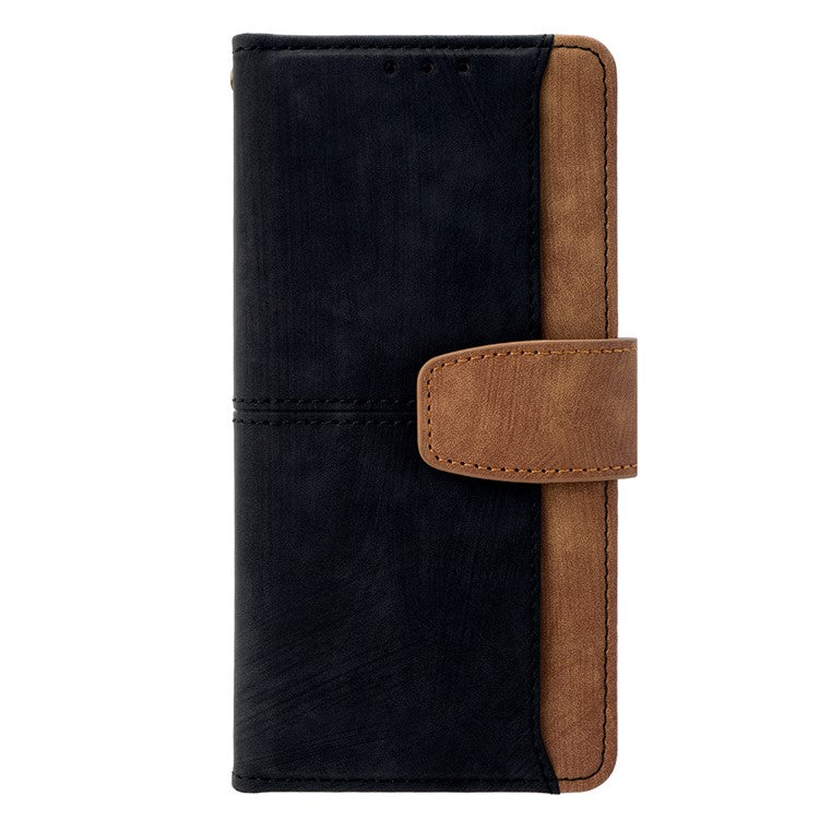 For Realme 14 Pro+ 5G Case RFID Blocking Color Splicing PU Leather Wallet Phone Cover - Black
