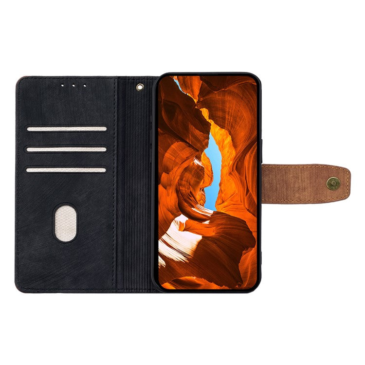 For Realme 14 Pro+ 5G Case RFID Blocking Color Splicing PU Leather Wallet Phone Cover - Black