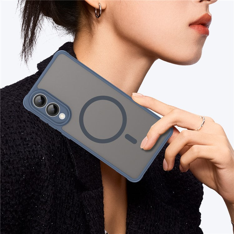 For Samsung Galaxy S25 Edge Case Compatible with MagSafe Anti Drop PC + TPU Phone Cover - Blue