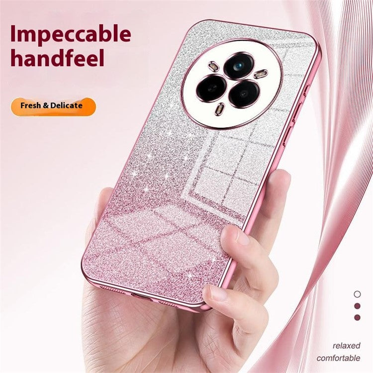 For Realme 14 Pro 5G Case Electroplating Gradient Glitter TPU Phone Cover - Green