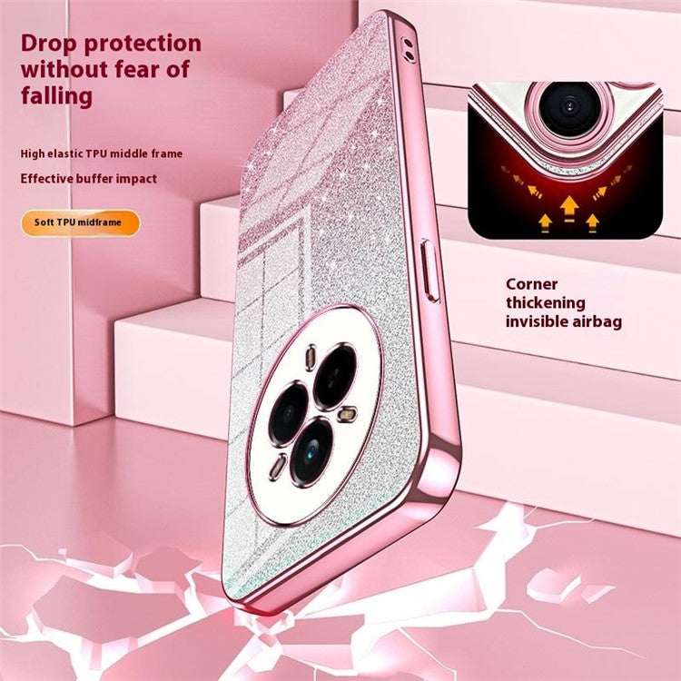 For Realme 14 Pro 5G Case Electroplating Gradient Glitter TPU Phone Cover - Green
