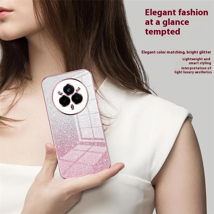 For Realme 14 Pro 5G Case Electroplating Gradient Glitter TPU Phone Cover - Green