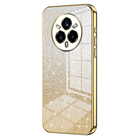 For Realme 14 Pro+ 5G Case Electroplating Gradient Glitter TPU Phone Cover - Gold