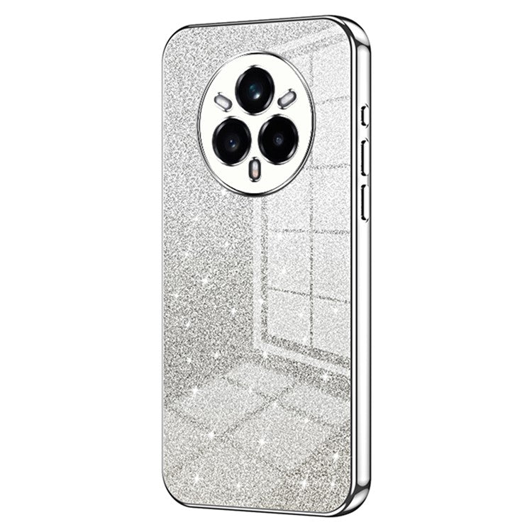 For Realme 14 Pro+ 5G Case Electroplating Gradient Glitter TPU Phone Cover - Silver