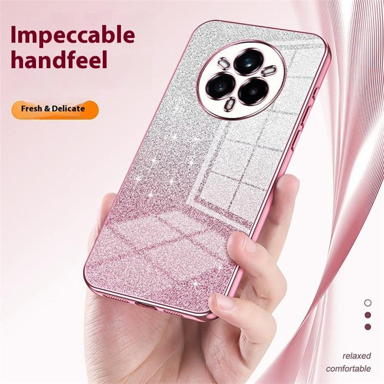 For Realme 14 Pro+ 5G Case Electroplating Gradient Glitter TPU Phone Cover - Silver
