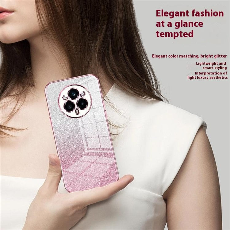For Realme 14 Pro+ 5G Case Electroplating Gradient Glitter TPU Phone Cover - Silver