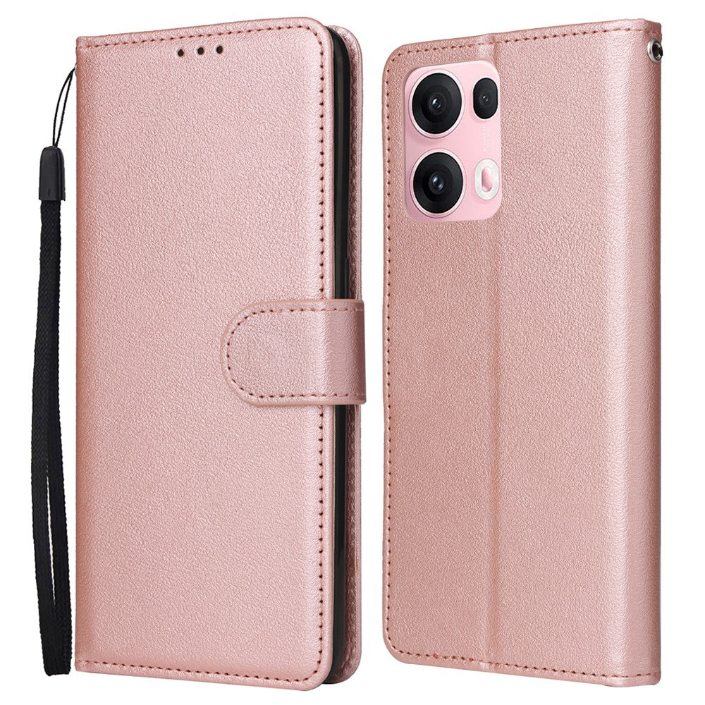 For Oppo Reno13 Pro 5G Case Wallet Stand View PU Leather Phone Cover - Rose Gold