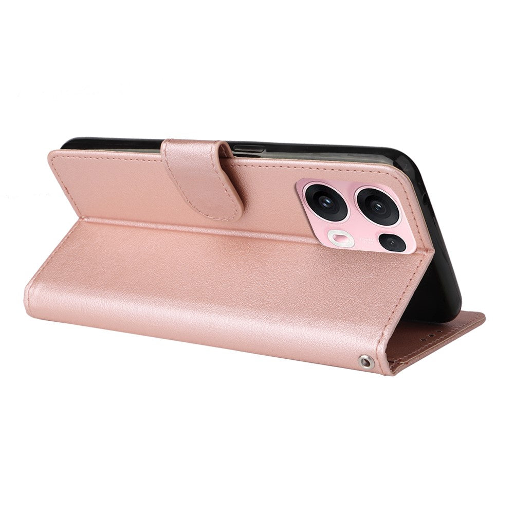 For Oppo Reno13 Pro 5G Case Wallet Stand View PU Leather Phone Cover - Rose Gold