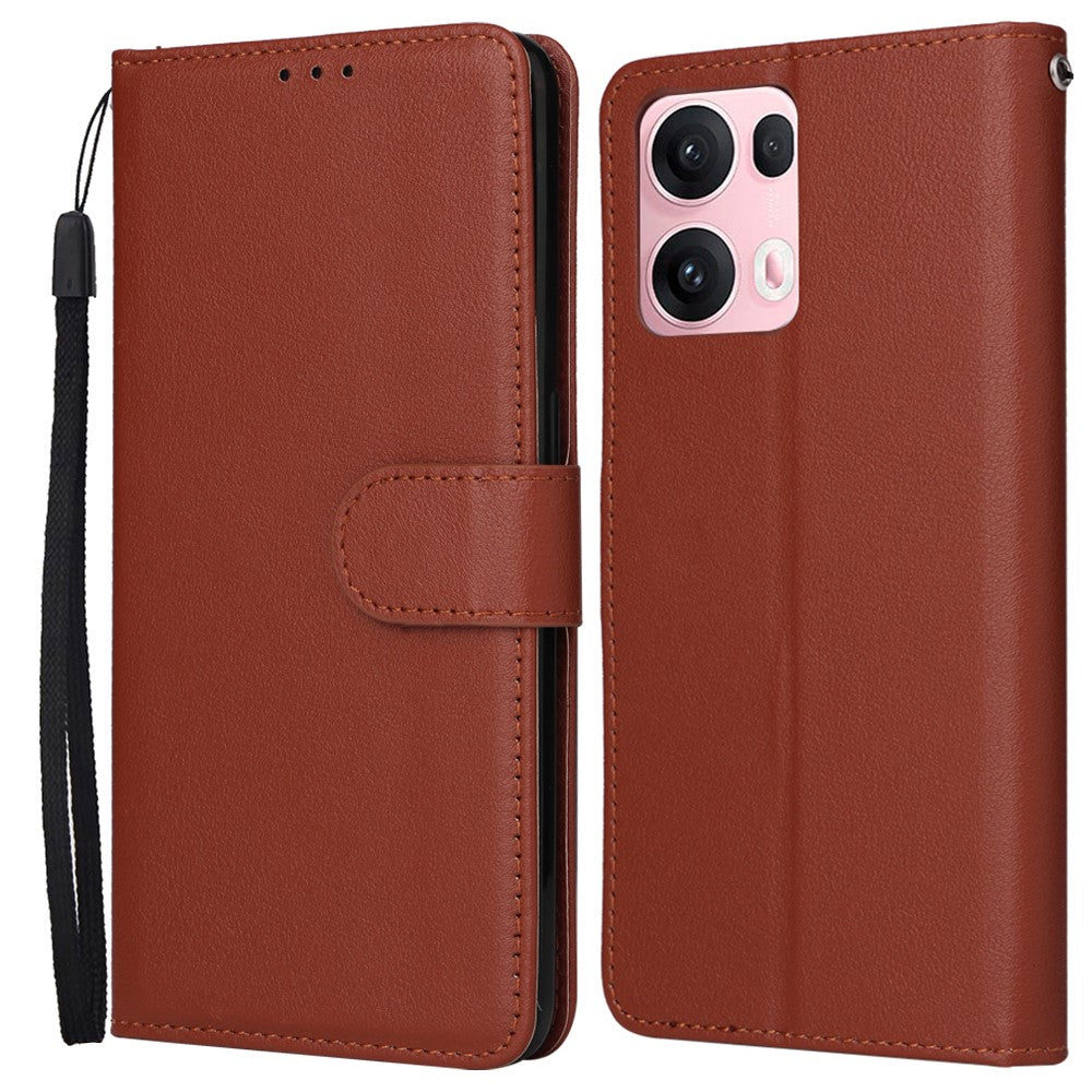 For Oppo Reno13 Pro 5G Case Wallet Stand View PU Leather Phone Cover - Brown