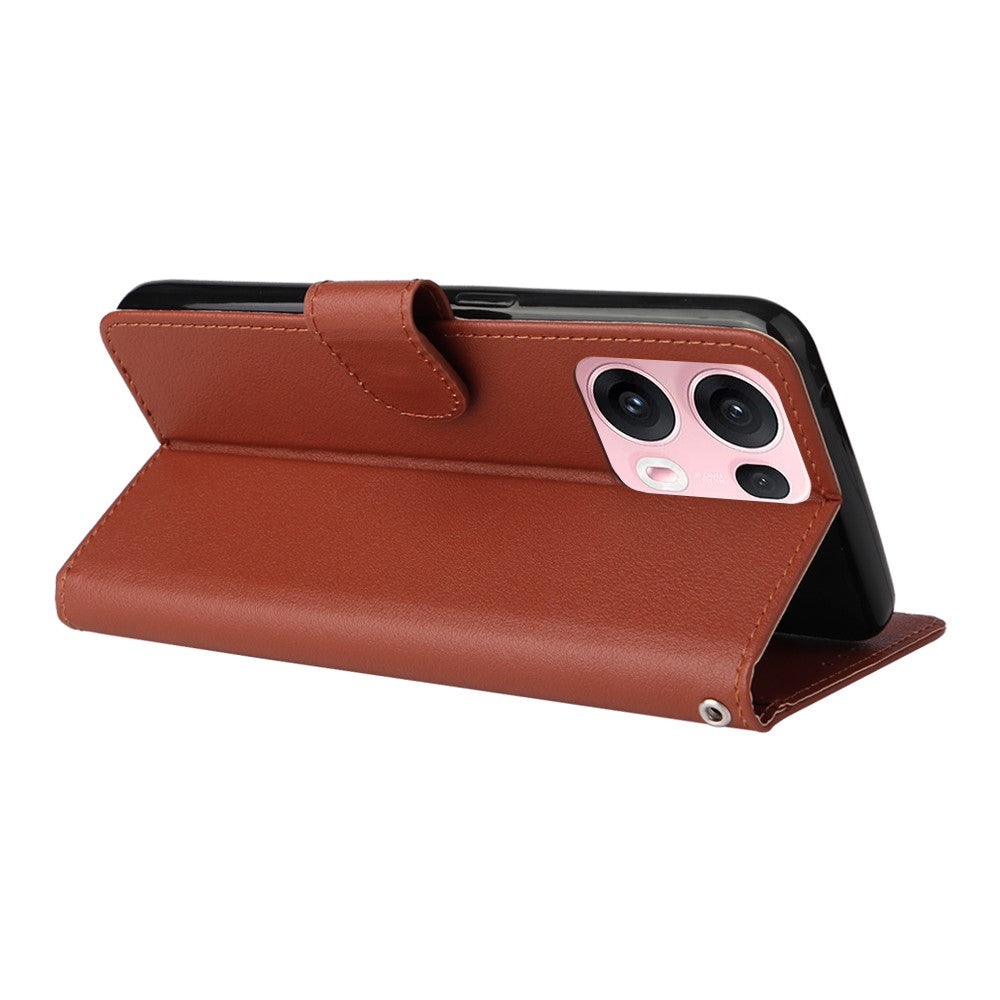 For Oppo Reno13 Pro 5G Case Wallet Stand View PU Leather Phone Cover - Brown