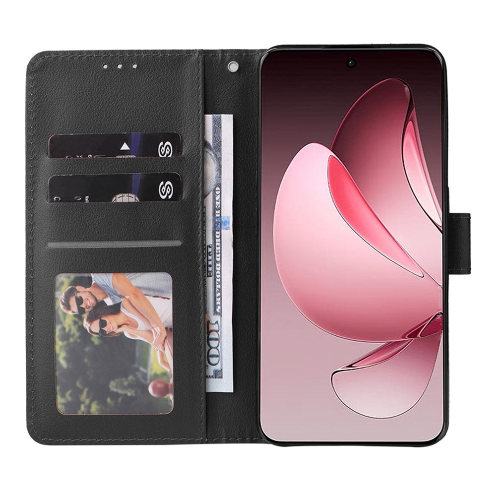 For Oppo Reno13 Pro 5G Case Wallet Stand View PU Leather Phone Cover - Black
