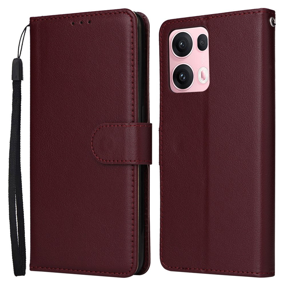 For Oppo Reno13 Pro 5G Case Wallet Stand View PU Leather Phone Cover - Wine Red