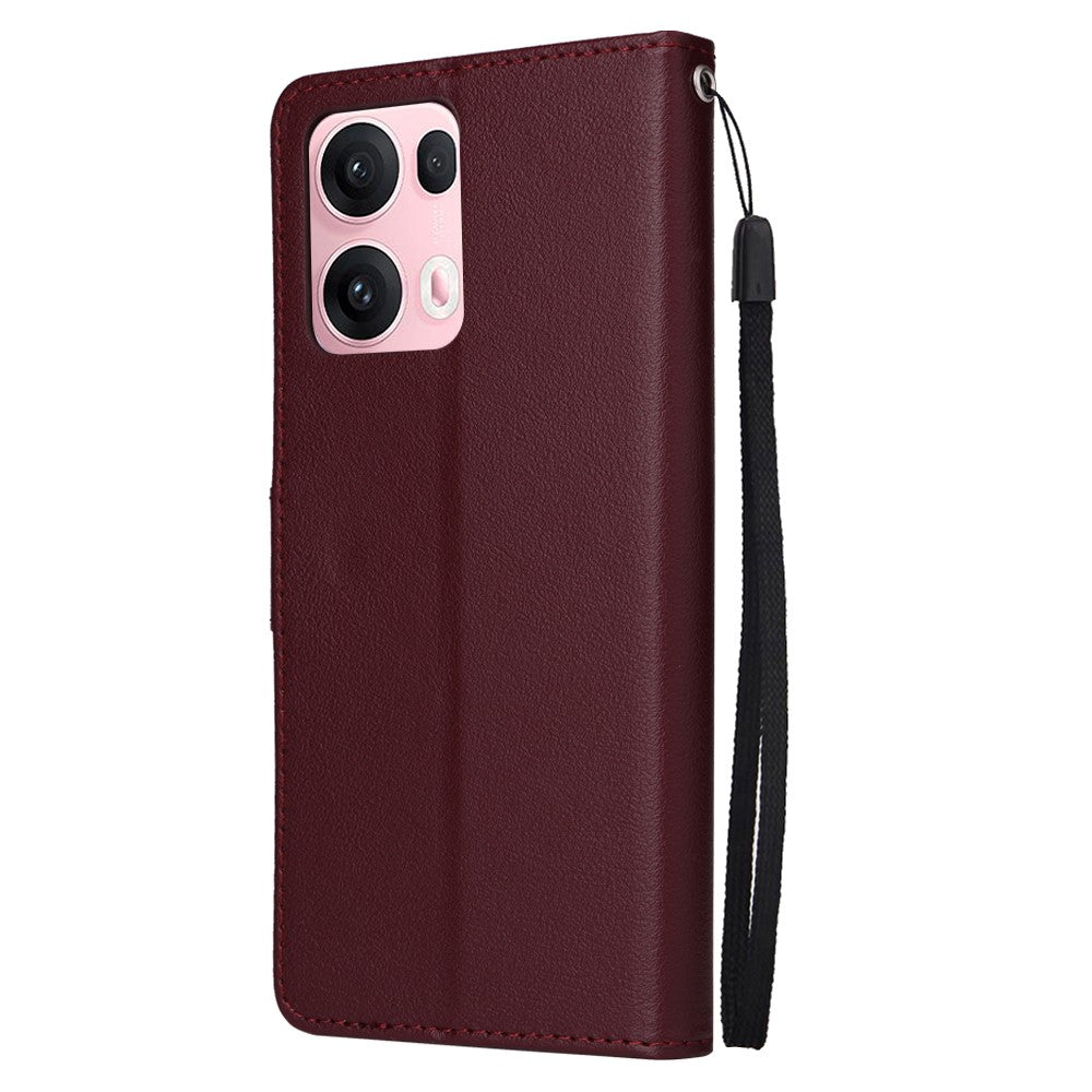 For Oppo Reno13 Pro 5G Case Wallet Stand View PU Leather Phone Cover - Wine Red