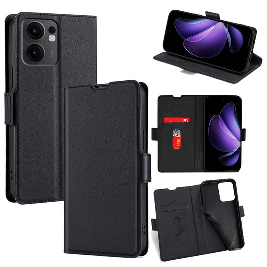 For Oppo Reno13 F 5G  /  4G Case Card Holder PU Leather Phone Cover - Black