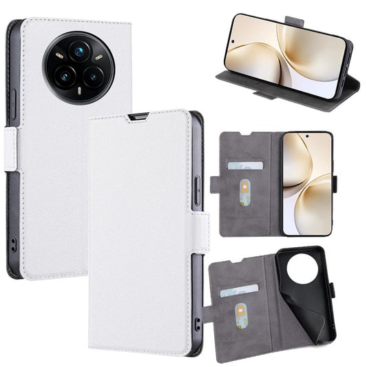 For Realme 14 Pro 5G Case Card Holder PU Leather Phone Cover - White