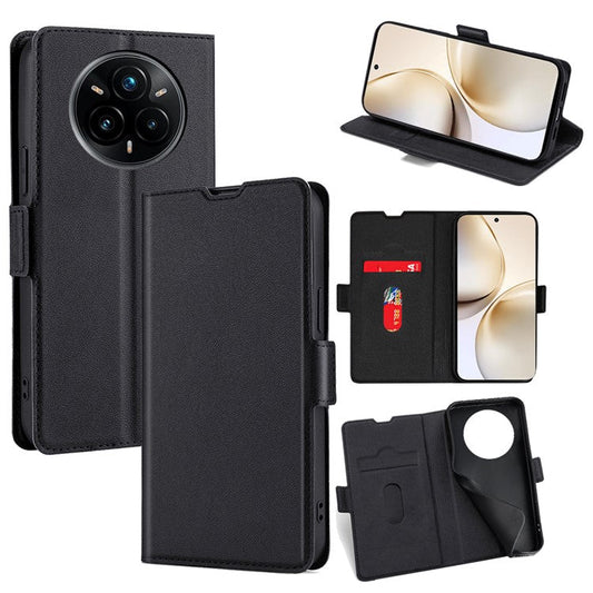For Realme 14 Pro+ 5G Case Card Holder PU Leather Phone Cover - Black