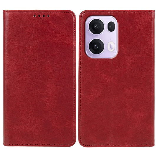 For Oppo Reno13 5G (Global) Case Strong Magnetic PU Leather Phone Cover Calf Texture - Red
