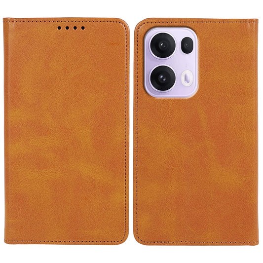 For Oppo Reno13 5G (Global) Case Strong Magnetic PU Leather Phone Cover Calf Texture - Khaki