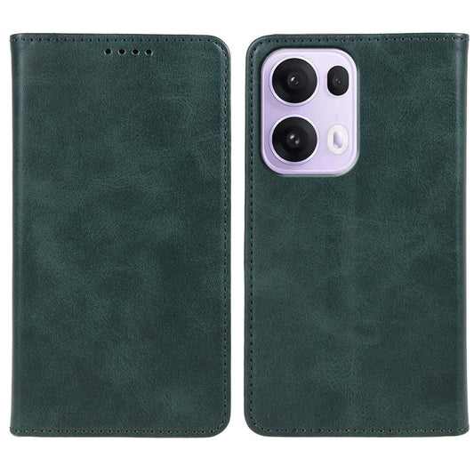 For Oppo Reno13 Pro 5G Case Strong Magnetic PU Leather Phone Cover Calf Texture - Green
