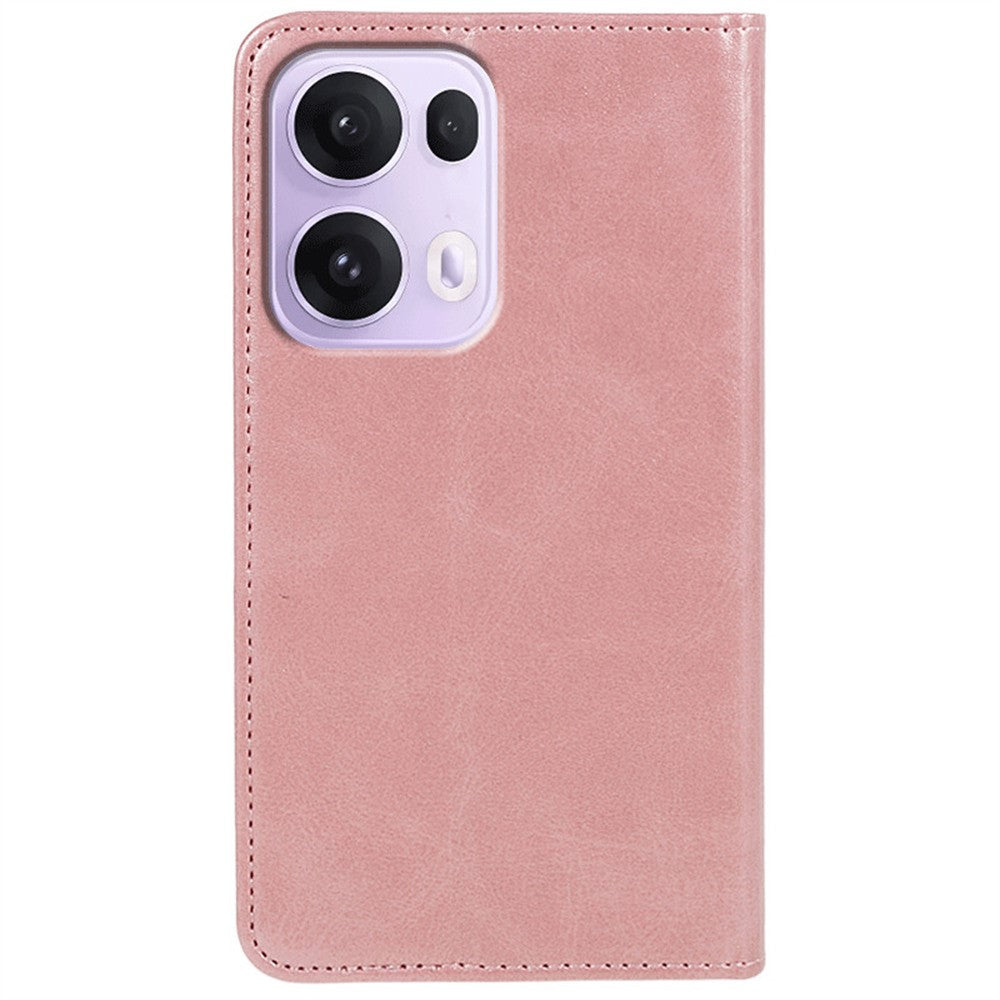 For Oppo Reno13 Pro 5G Case Strong Magnetic PU Leather Phone Cover Calf Texture - Rose Gold