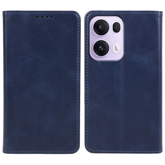 For Oppo Reno13 Pro 5G Case Strong Magnetic PU Leather Phone Cover Calf Texture - Blue