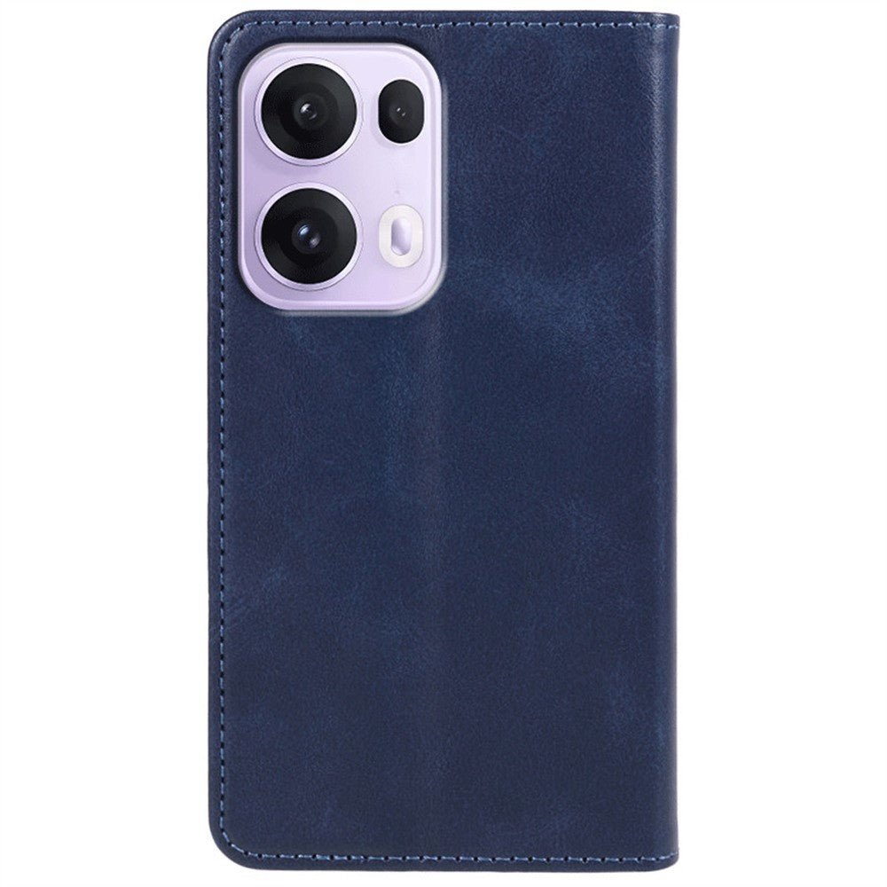 For Oppo Reno13 Pro 5G Case Strong Magnetic PU Leather Phone Cover Calf Texture - Blue