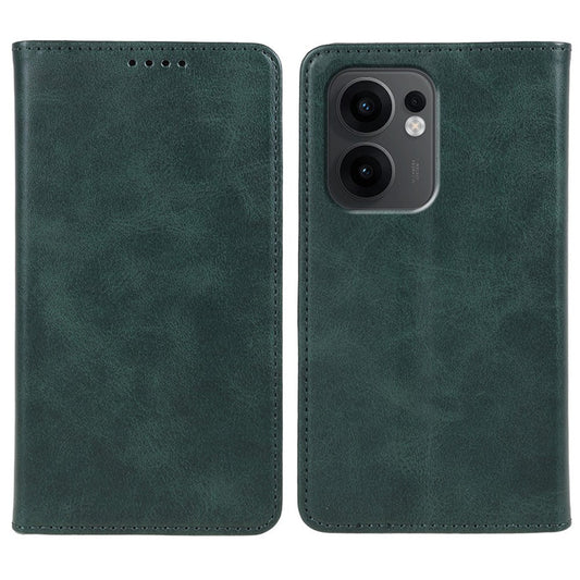 For Oppo Reno13 F 4G / 5G Case Strong Magnetic PU Leather Phone Cover Calf Texture - Green