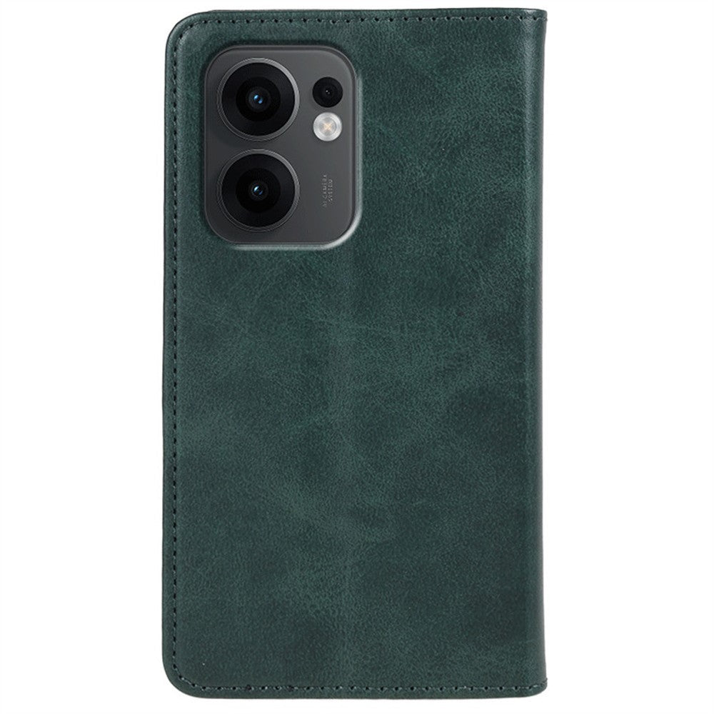 For Oppo Reno13 F 4G / 5G Case Strong Magnetic PU Leather Phone Cover Calf Texture - Green