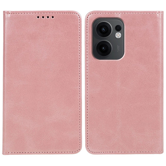 For Oppo Reno13 F 4G / 5G Case Strong Magnetic PU Leather Phone Cover Calf Texture - Rose Gold