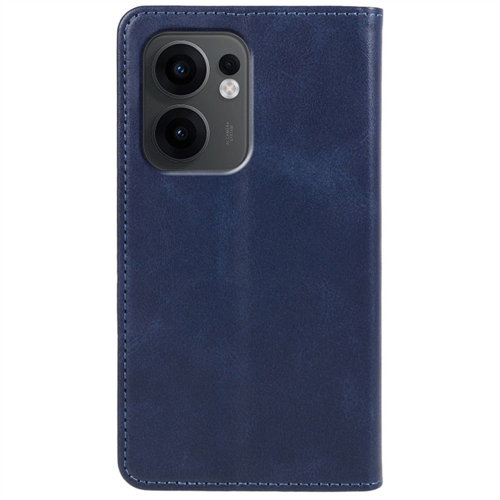 For Oppo Reno13 F 4G / 5G Case Strong Magnetic PU Leather Phone Cover Calf Texture - Blue
