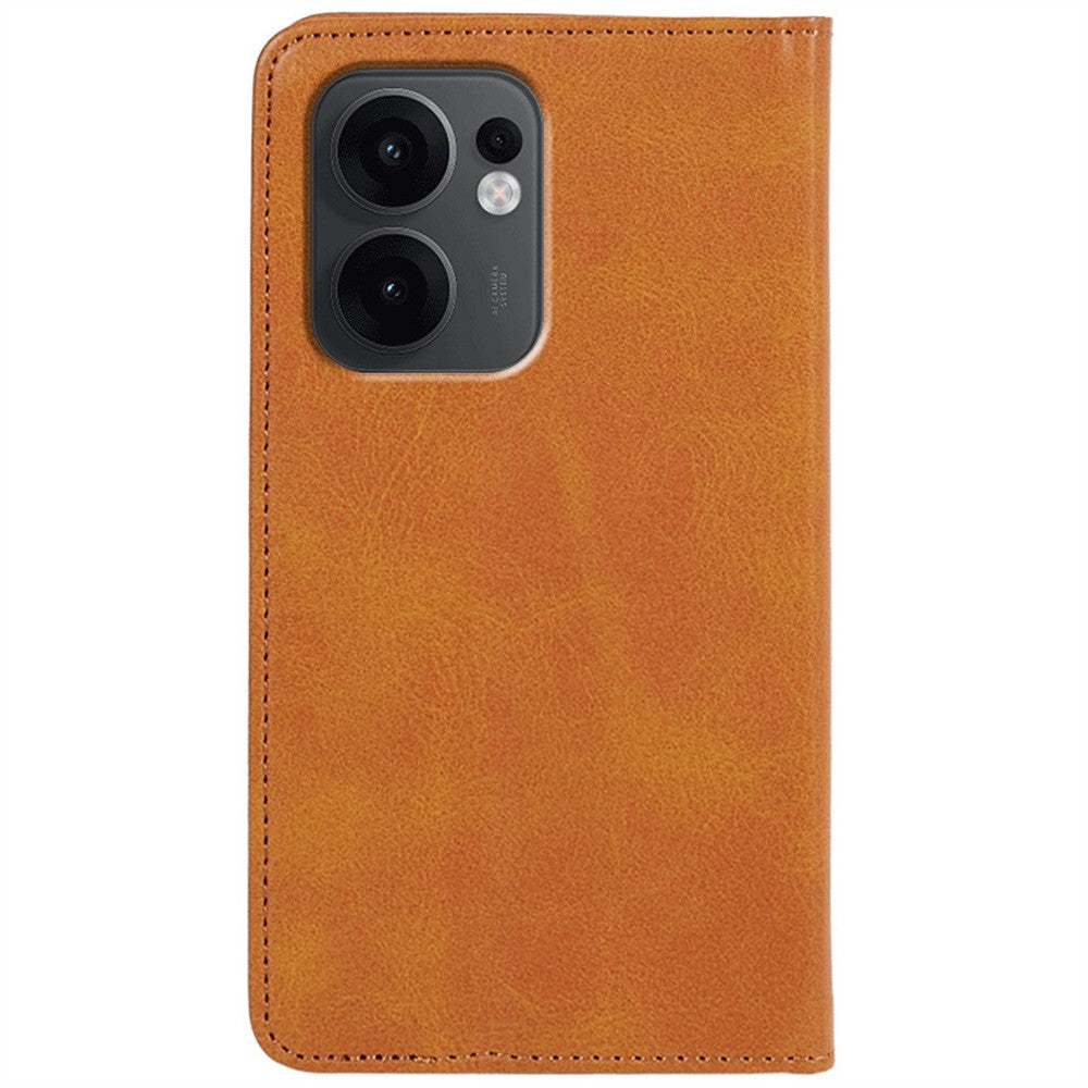 For Oppo Reno13 F 4G / 5G Case Strong Magnetic PU Leather Phone Cover Calf Texture - Khaki